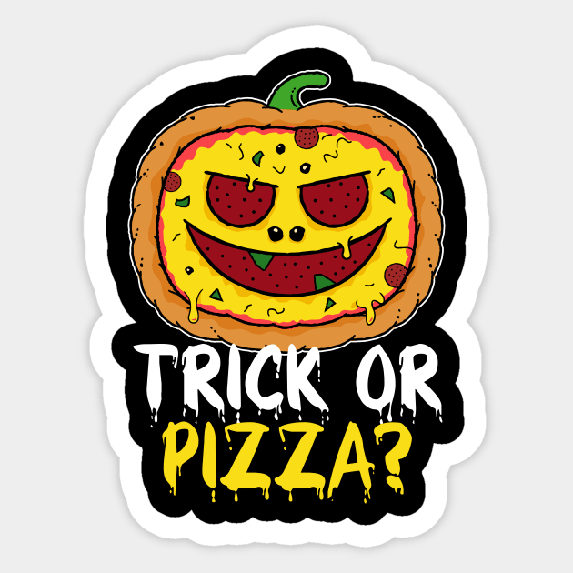 Pizza Halloween - Funny Pumpkin Pizza Face Sticker by propellerhead